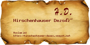 Hirschenhauser Dezső névjegykártya